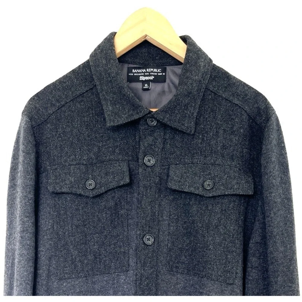 Banana Republic Mens Merino Wool Cardigan Sweater XL Gray Italian Layers Preppy